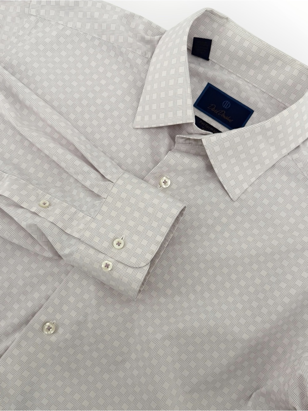 David Donahue Men's Purple Geo Dress Shirt 17 34/35